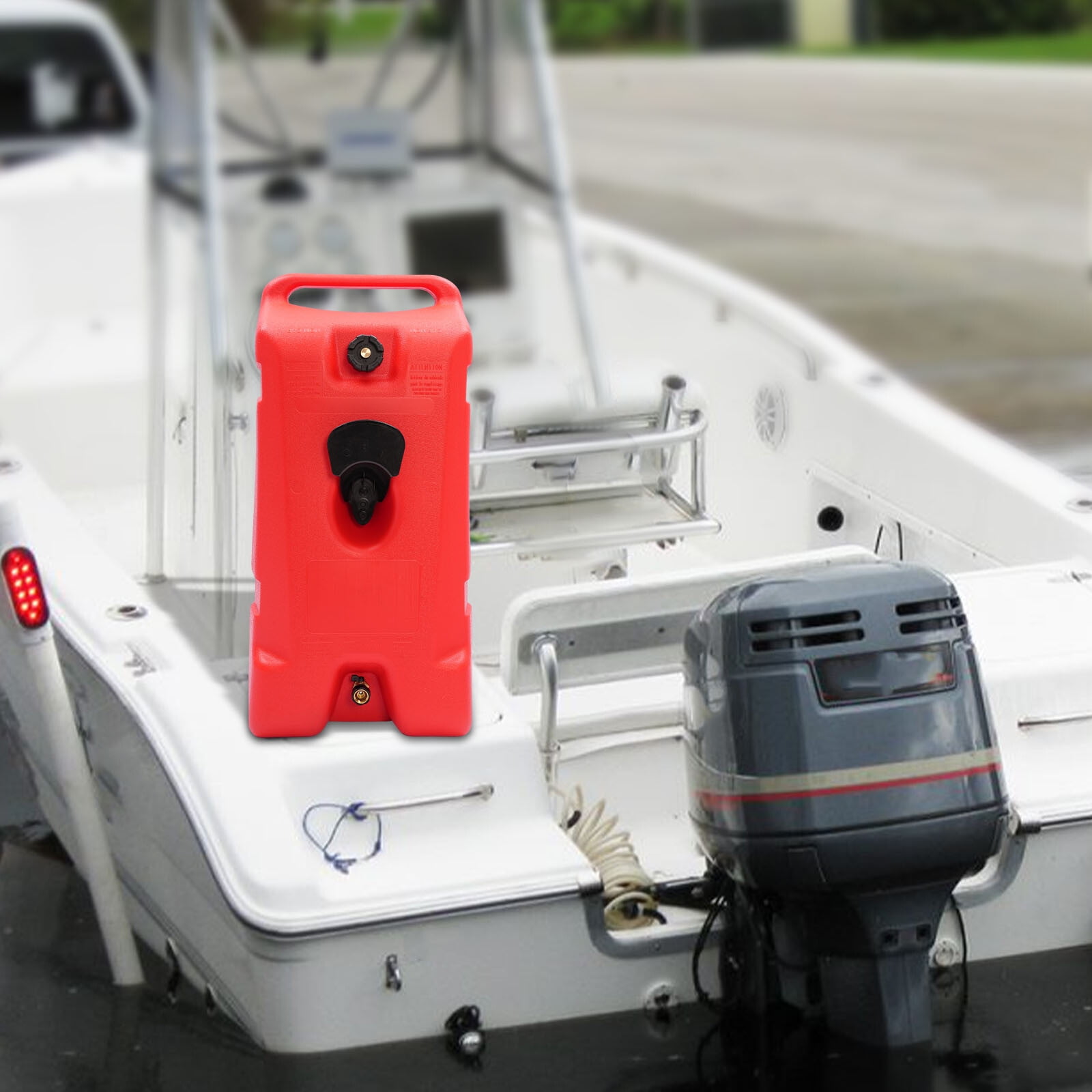75L (19.8Gal) Marine Fuel Tank - Portable Red HDPE Gasoline Storage with 9.8ft Fuel Gun for Boats & Small Engines