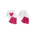thumbnail image 2 of Gupgi 2pcs Kids Baby Girl Valentine Outfits 0-4 Years Toddler Long Sleeve Heart Print Rib Tops Ruffle Shorts, 2 of 9