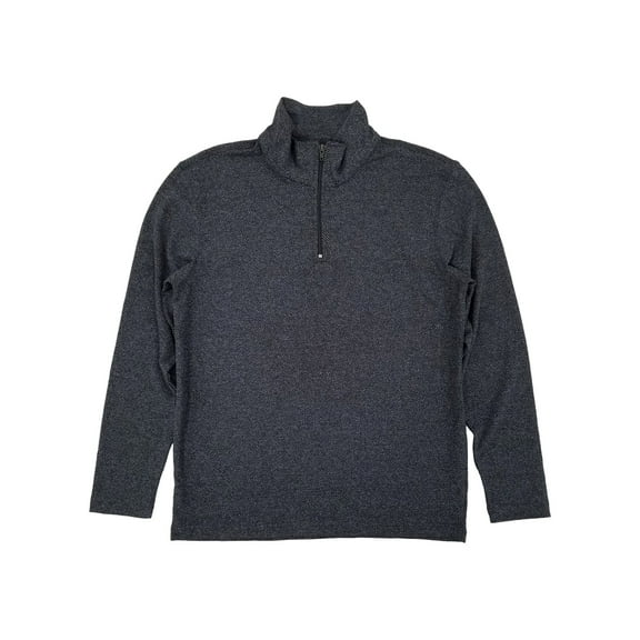 Claiborne Mens Black Tonal Textured Long Sleeve Quarter-Zip Shirt Small