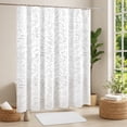thumbnail image 3 of FRAMICS Fabric Shower Curtain Sets with Rug, Lace Floral Leaves Bathroom Sets with Hooks, Waterproof & Mold Resistant, White, 3 of 10