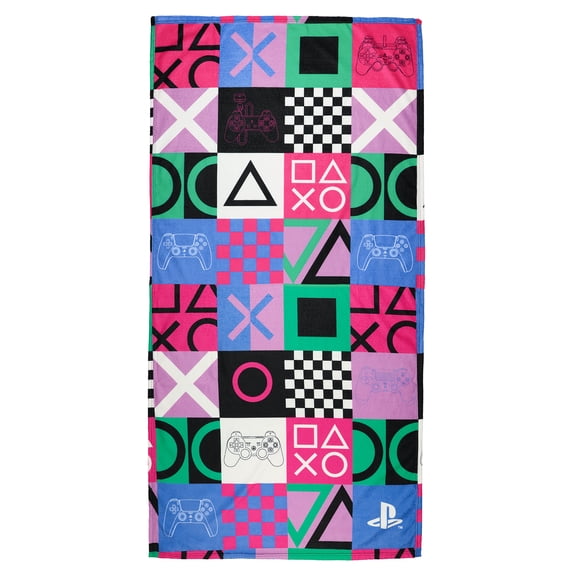 PlayStation Beach Towel Action Button Design Microfiber Pool Bath 30" X 60"