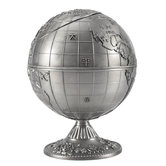 Vintage Metal With Lid Globe Ashtray European Retro Home Office Hotel Ashtray Decor Smoking Accessories, Ancient Tin