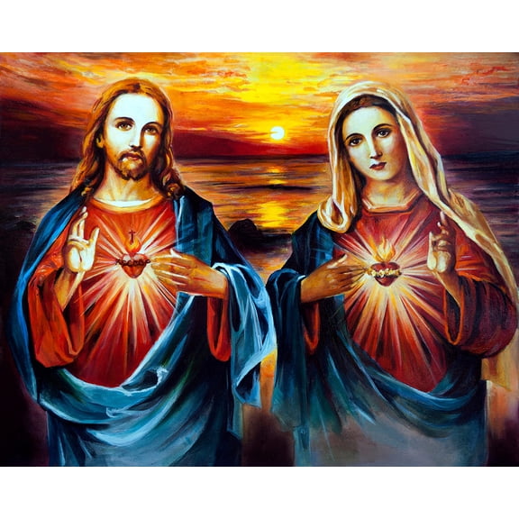 Catholic print picture - JESUS AND MARY SH1 - 8" x 10" ready to be framed