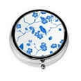thumbnail image 1 of ZICANCN Round Pill Box Organizer with 3 Compartment, Blue Flower and Bird Pattern Portable Travel Pill Cases for Pocket or Purse, 1 of 6