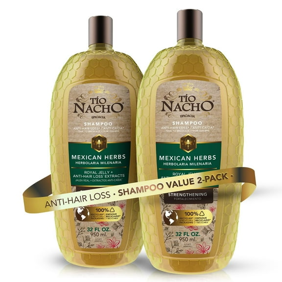 Tío Nacho Mexican Herbs Shampoo – Strengthening, Anti Hair Loss & Breakage, 32 Fl Oz (2 Pack)