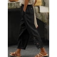thumbnail image 2 of Pantalones Acelit de lino para mujer, cintura elástica, con cordón, color negro, 2 of 7