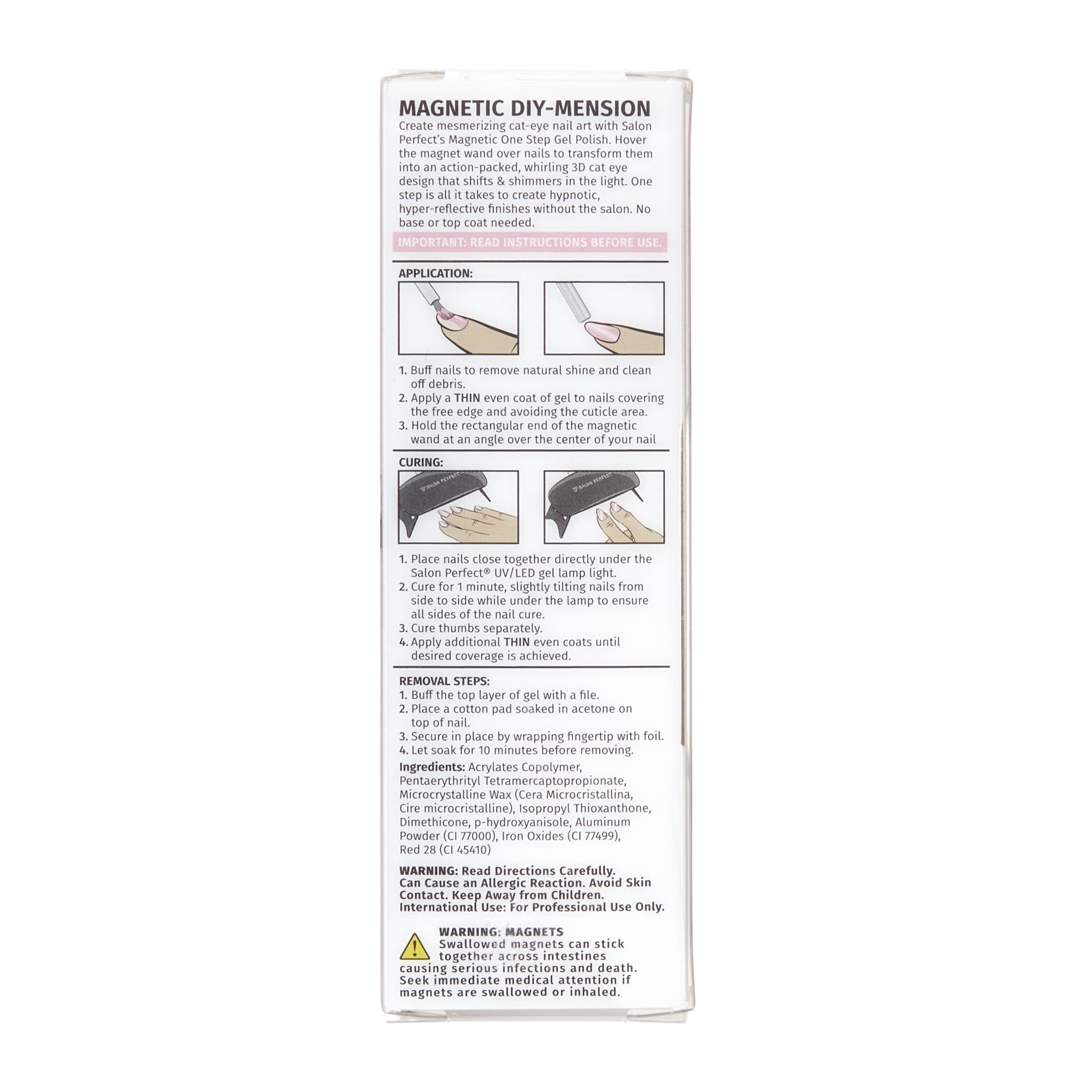 Salon Perfect Glass One Step Gel + Magnet Tool, Pink Nail Polish, 0.5 fl oz