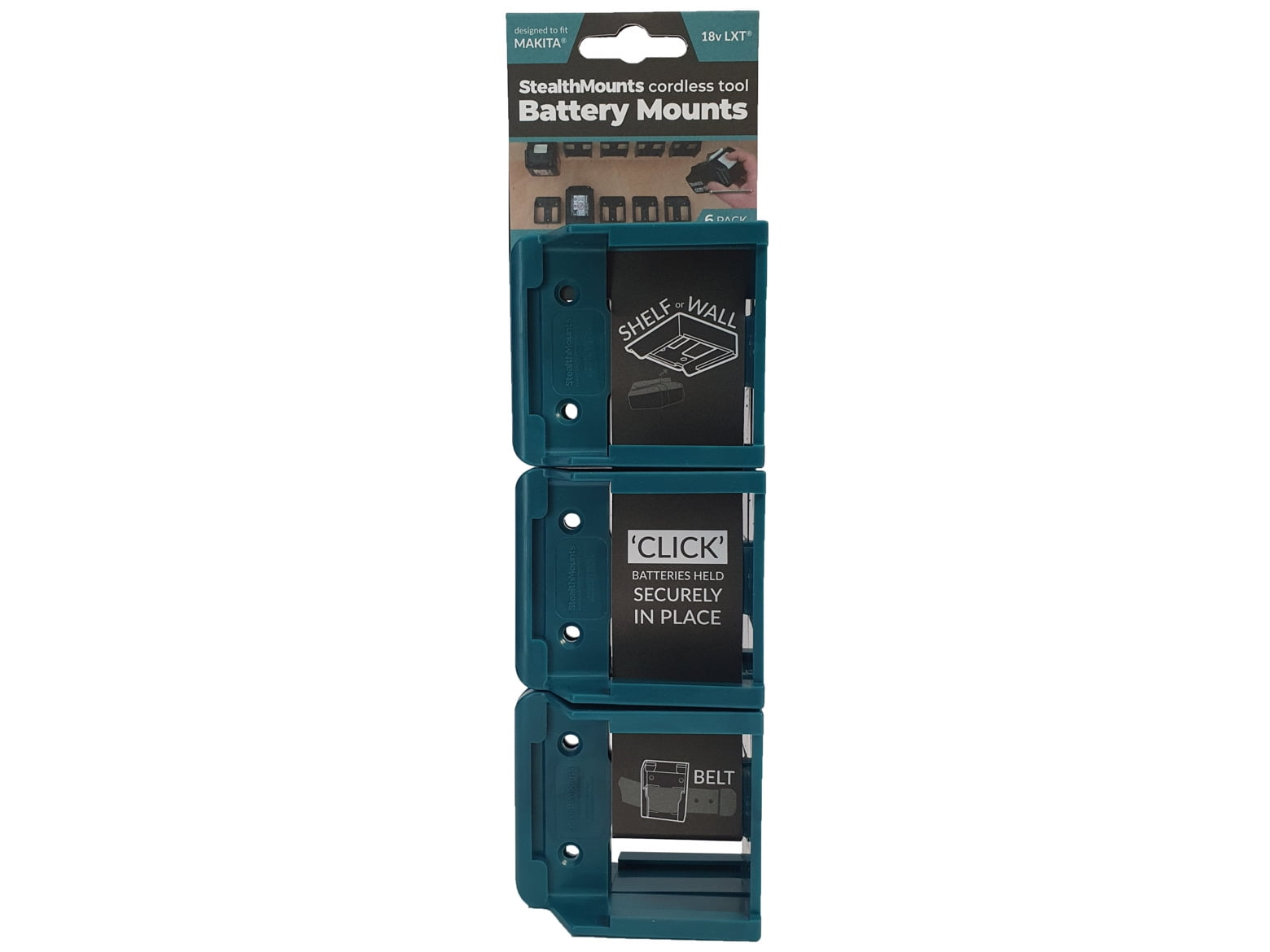StealthMounts Battery Mount Makita LXT 18V Blue 6 Pack