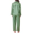 thumbnail image 3 of INSPIRE CHIC Women's Satin Pajamas Stripe Lounge Nightshirt Button Down Tops with Pants Pj Sets XS Bright Green, 3 of 4