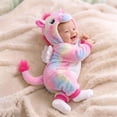 thumbnail image 2 of YunPes Infant Rainbow Horse Plush Hooded Jumpsuit Full Zip Long Sleeve Animal Onesie 3D Ears & Fuzzy Tail Baby Holiday Party Outfit, 2 of 7