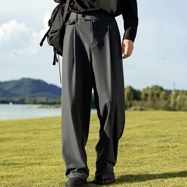 Mens Sweatpants,Mens Casual Pants Pleated Loose Fit Dress Pants Elastic  Waist Slacks Trousers,Cargo Pants for Men,Size:M - Walmart.com