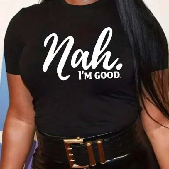 Womens Letter Pattern Tops Trendy Casual Short Sleeve Print T Shirts Fashion Graphic Summer Tops Black,5XL