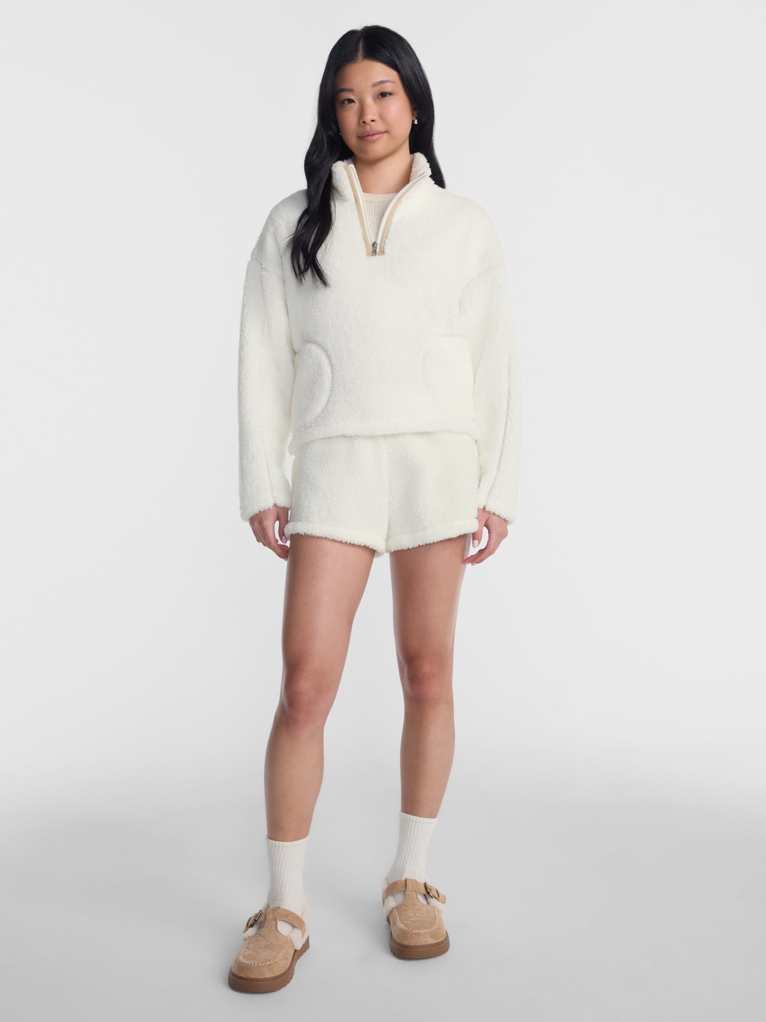 No Boundaries Faux Shearling Plush Shorts, 2.5'' Inseam, Women's XXS-XXL