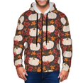 thumbnail image 4 of JUNZAN Autumn White Pumpkin Print Men's Zip Up Hoodie Athletic Hoodies Long Sleeve Hooded Sweatshirts With Pockets (S-3XL), 4 of 6