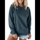 thumbnail image 2 of Sudadera Informal de Larga con Cuello Redondo para Mujer, Sudadera Holgada Negro y Gris L, 2 of 7