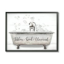 Stupell Relax Soak Unwind Bathtub Bubbles Typography Painting Black Framed Art Print Wall Art