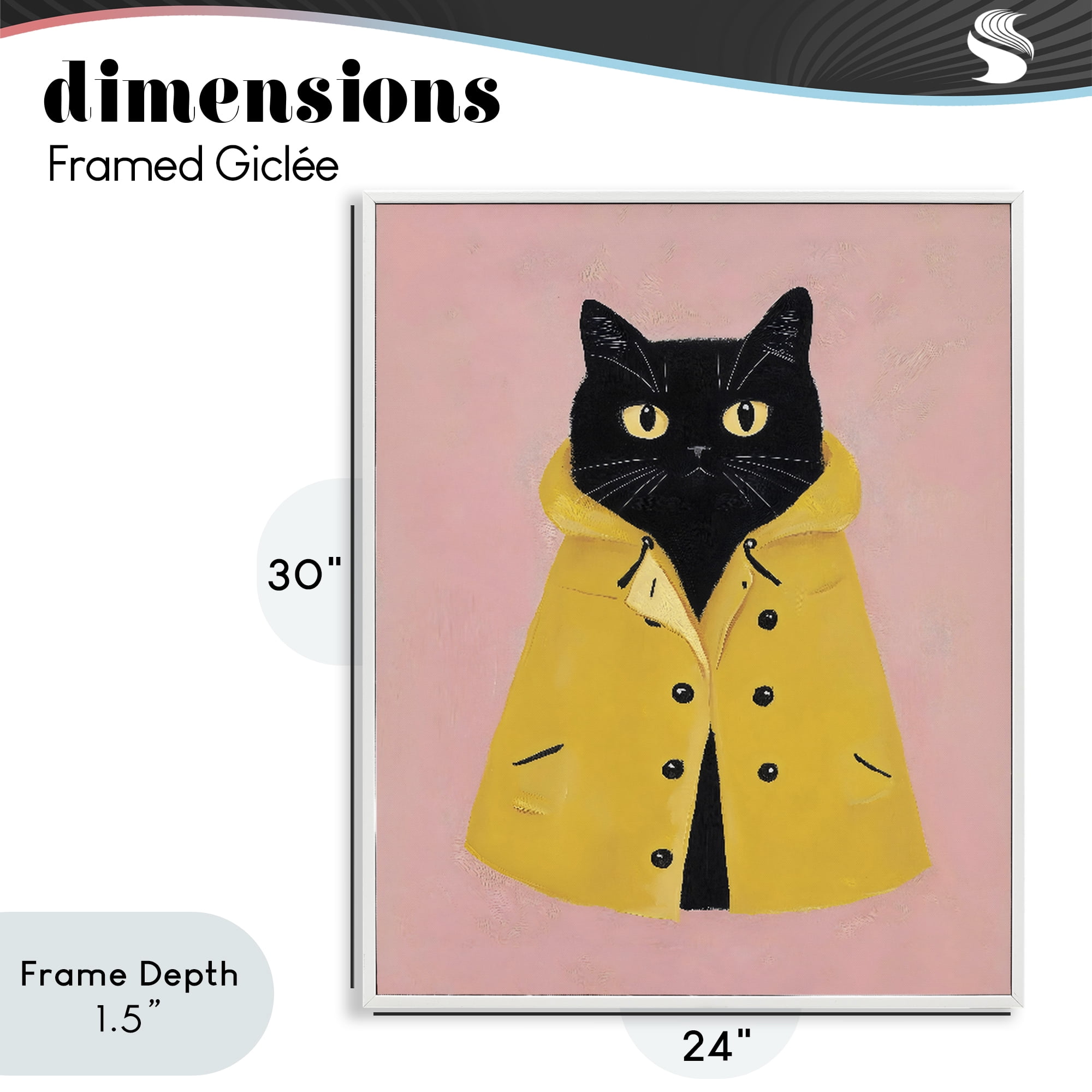 Stupell Industries Black Cat in Yellow Raincoat White Framed Giclee Art, design by The Prints Vibe
