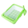 thumbnail image 4 of Caja de arena para gatos semicerrada con tapa abierta y antisalpicaduras de lados altos verde, 4 of 8