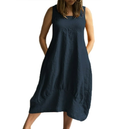 Lallc - Women's Plus Size Sleeveless Loose Long Dress - Walmart.com ...