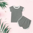 thumbnail image 4 of Mercatoo Kids Pure Cotton Clothes Toddler Solid Color Stripe T Shirt Tops and Shorts 2Pcs Outfit Baby Summer Daily Wear Set, 4 of 4