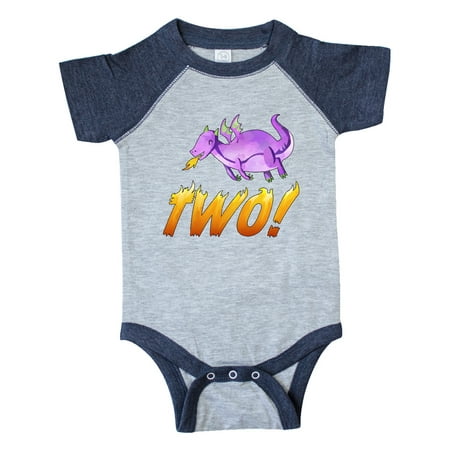 

Inktastic 2 Second Birthday Purple Dragon Breathing Fire Gift Baby Boy or Baby Girl Bodysuit