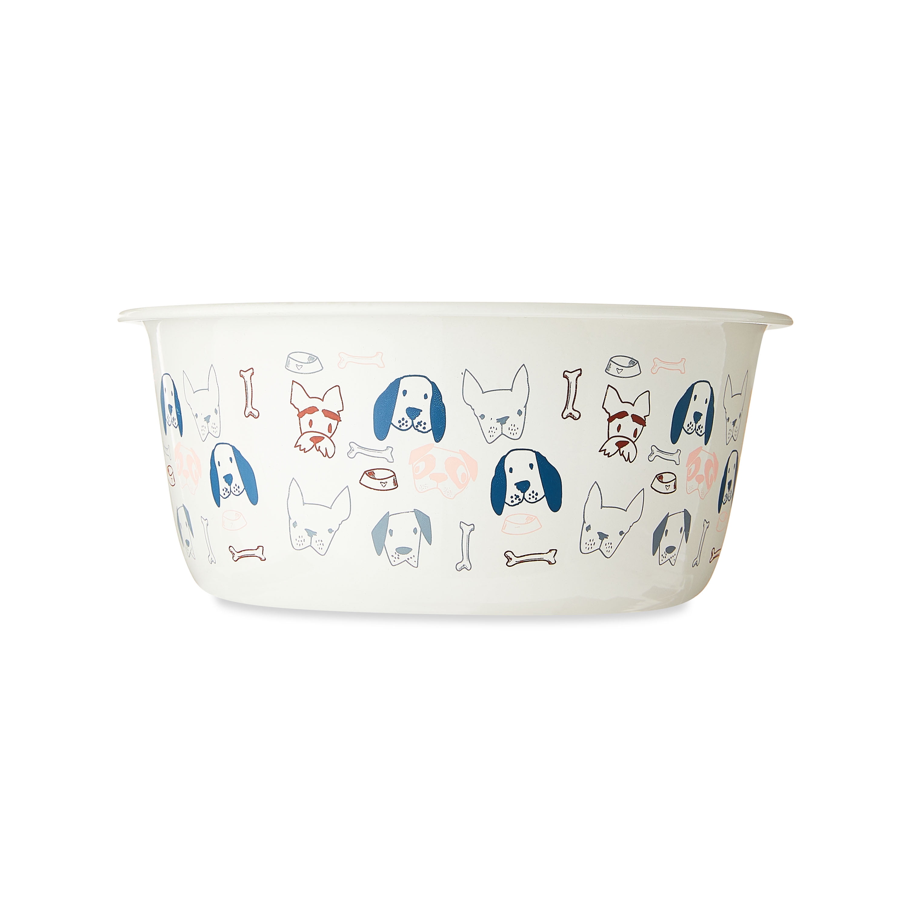 (4 pack) Vibrant Life Medium 4-Cup Stainless Steel Doggie Faces Pet Bowl, Off White