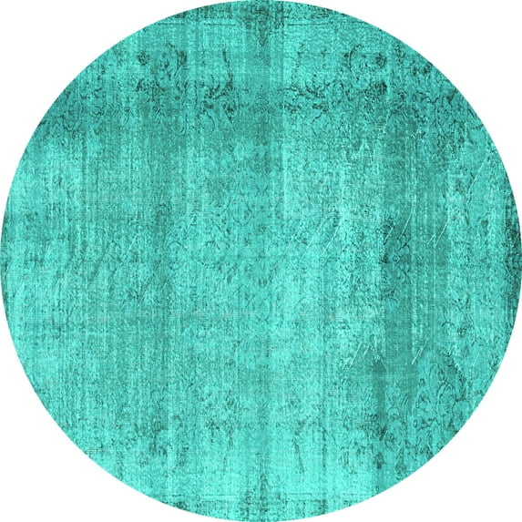 Ahgly Company Indoor Round Abstract Turquoise Blue Contemporary Area Rugs, 8' Round