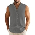 thumbnail image 2 of Men's Summer Hawaiian Solid Color Sleeveless Button-Down Shirt 2XL, 2 of 4