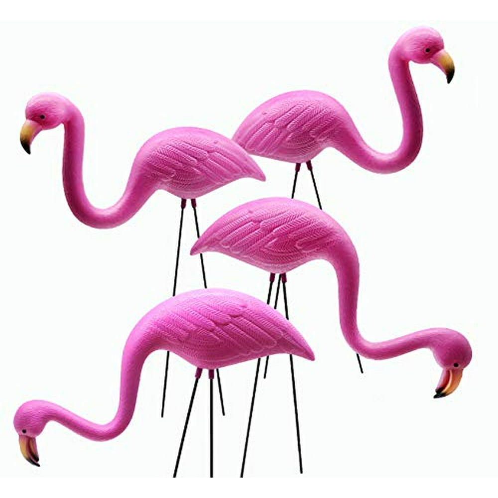 GiftExpress Set of 4, Small Pink Flamingo Yard Ornament/Mini Lawn