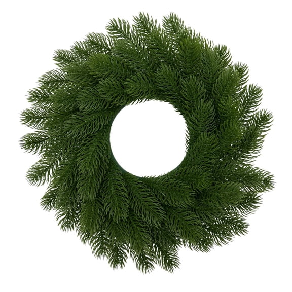 Christmas Wreath for Front Door 17.3 Inch Real Touch Norfolk Pine Wreath Cedar Greenery Wreath Christmas Reef Large Artificial Winter Green Wreaths for Walls Windows Indoor Outdoor Home Decor