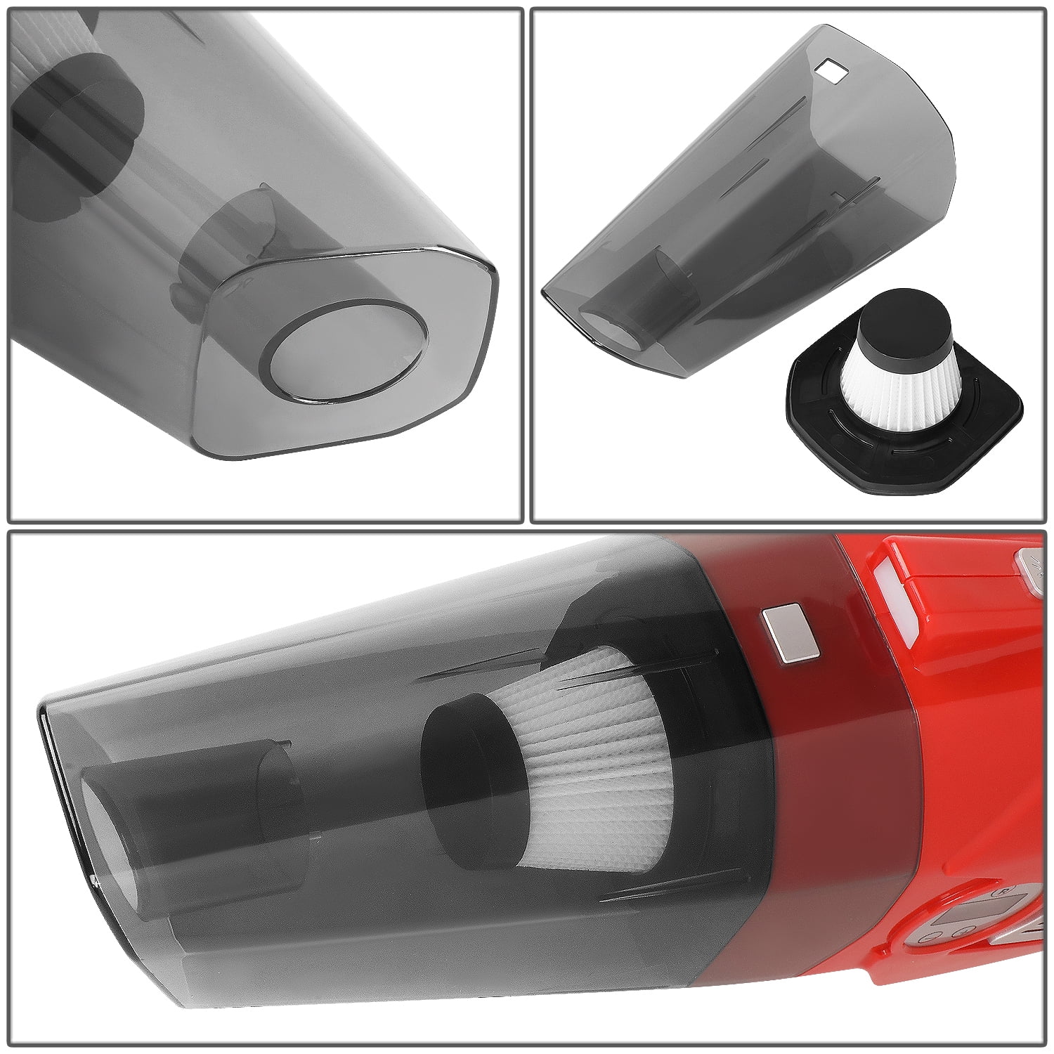 DNA Motoring For Red LED Light Mini Handheld Air Compressor Pump Corded Car Vacuum Cleaner Cleaning Kit