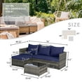 thumbnail image 2 of Aukfa Outdoor Patio Furniture Set - L shape Wicker Sectional Sofa with Coffee Table - Navy Blue Cushions, 2 of 8