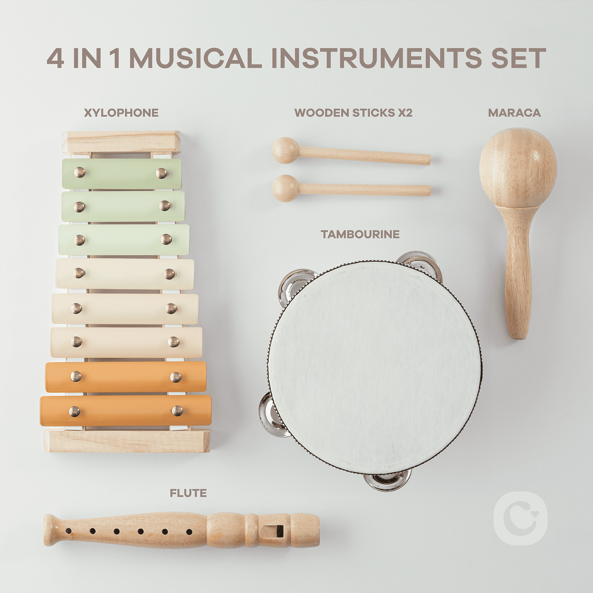 Comfy Cubs 4-Piece Kids Musical Instruments, Montessori Toys, Creativity & Motor Skill for Toddlers