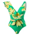 thumbnail image 1 of Womens One Piece Swimsuits Ruffle Asymmetric Shoulder Swimwear Tummy Control Tie Front Monokini Bathing Suits, 1 of 4
