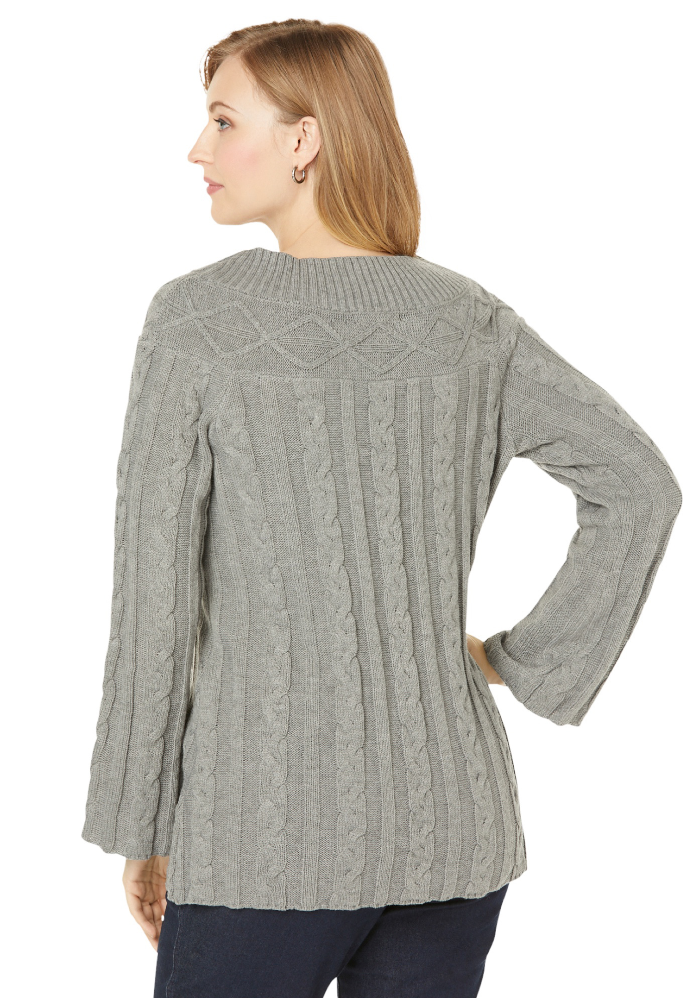 Jessica London Women's Plus Size Cable Sweater Tunic Sweater - image 3 of 4