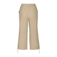thumbnail image 7 of Nestiefly Cotton Linen Capri Pants for Women Petite Summer Pedal Capris 2026 Elastic High Waist Wide Leg Crop Trouser with Pockets Khaki 3XL, 7 of 7