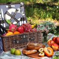 thumbnail image 2 of Handwoven Wicker Picnic Basket for 4 with Insulated Cooler - Valentine’s Day Luxury Set Waterproof Blanket & Ceramic Plates, Beach Camping Essentials for Couples, 2 of 13