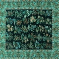 thumbnail image 1 of Ahgly Company Indoor Square Animal Turquoise Blue Traditional Area Rugs, 7' Square, 1 of 4