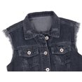 thumbnail image 4 of Womens Juniors Cotton Denim Blue Sleeveless Crop Jacket Jean Vest, 4 of 5