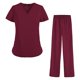 thumbnail image 3 of Conjuntos de batas para mujer con bolsillos, ropa de trabajo de verano, trajes de trabajo de enfermería, uniformes de enfermería, conjunto para sala , Rojo, S Yuyangstore Uniforme de enfermera, 3 of 8