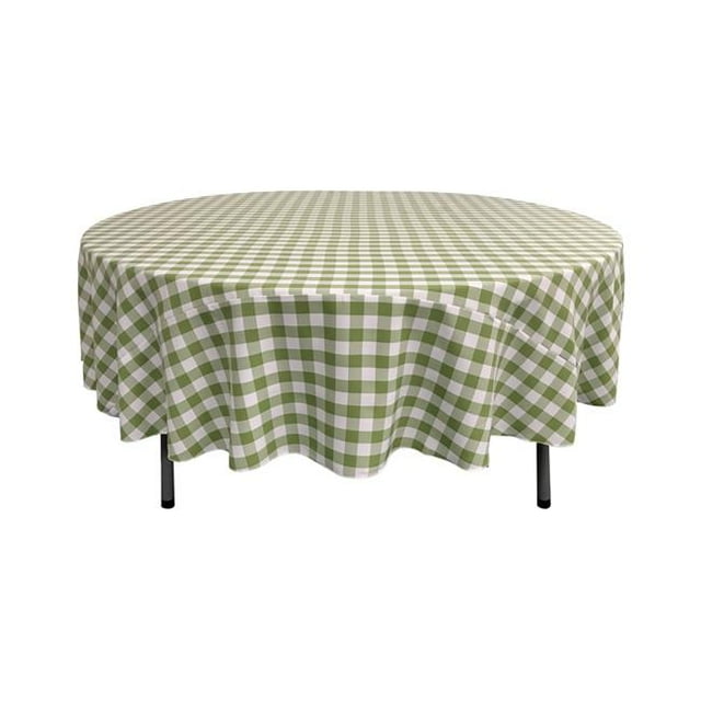 LA Linen TCcheck90R-AppleGreenK46 Nappe en Polyester à Carreaux Vichy, Blanc et Pomme - Rond 90 Po