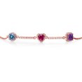 thumbnail image 2 of Gem Stone King 18K Rose Gold Plated Silver Bracelet Persian Blue Moissanite Created Ruby (1.75 Cttw), 2 of 4