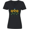 thumbnail image 3 of Inktastic Sunflower Garden and Bird Women's V-Neck T-Shirt, 3 of 5