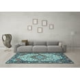 thumbnail image 3 of Ahgly Company Indoor Square Medallion Light Blue Traditional Area Rugs, 7' Square, 3 of 4
