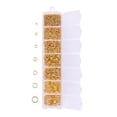thumbnail image 1 of Kit de 1170 aros abiertos de 7 tamaños (3-10mm) en dorado, ideal para joyería artesanal y proyectos DIY. Incluye alicates, pinzas y dedal. ¡Perfecto para crear accesorios únicos!, 1 of 6