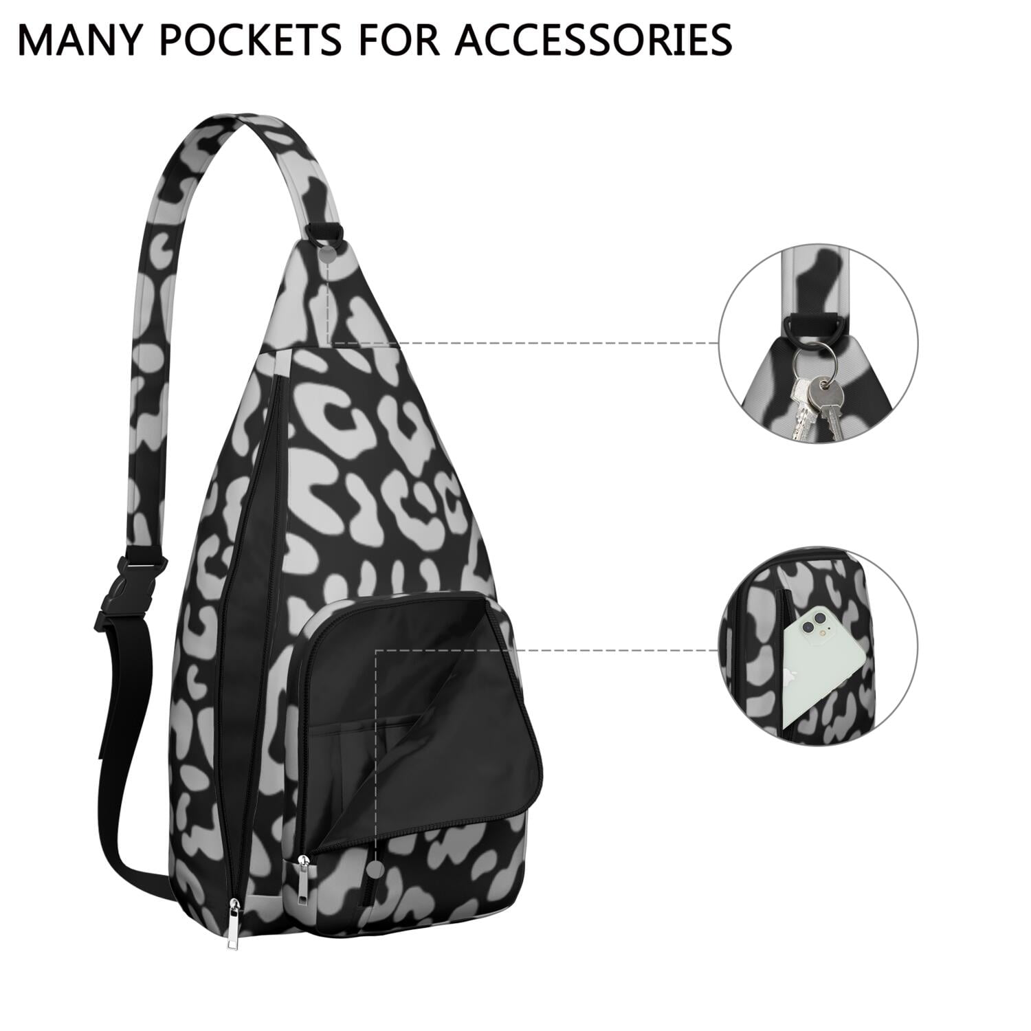 Modern Leopard Print Sling Bag - Fashion-Forward Animal Spot Pattern Crossbody Backpack for Women & Men, Water-Resistant Shoulder Bag (Classic Yet Contemporary Design)