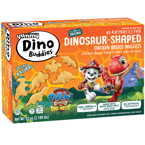 Yummy All Natural Dino Buddies Chicken Breast Nugget Meal, 35 Ounces, 10g of Protein per 89g Serving, Frozen