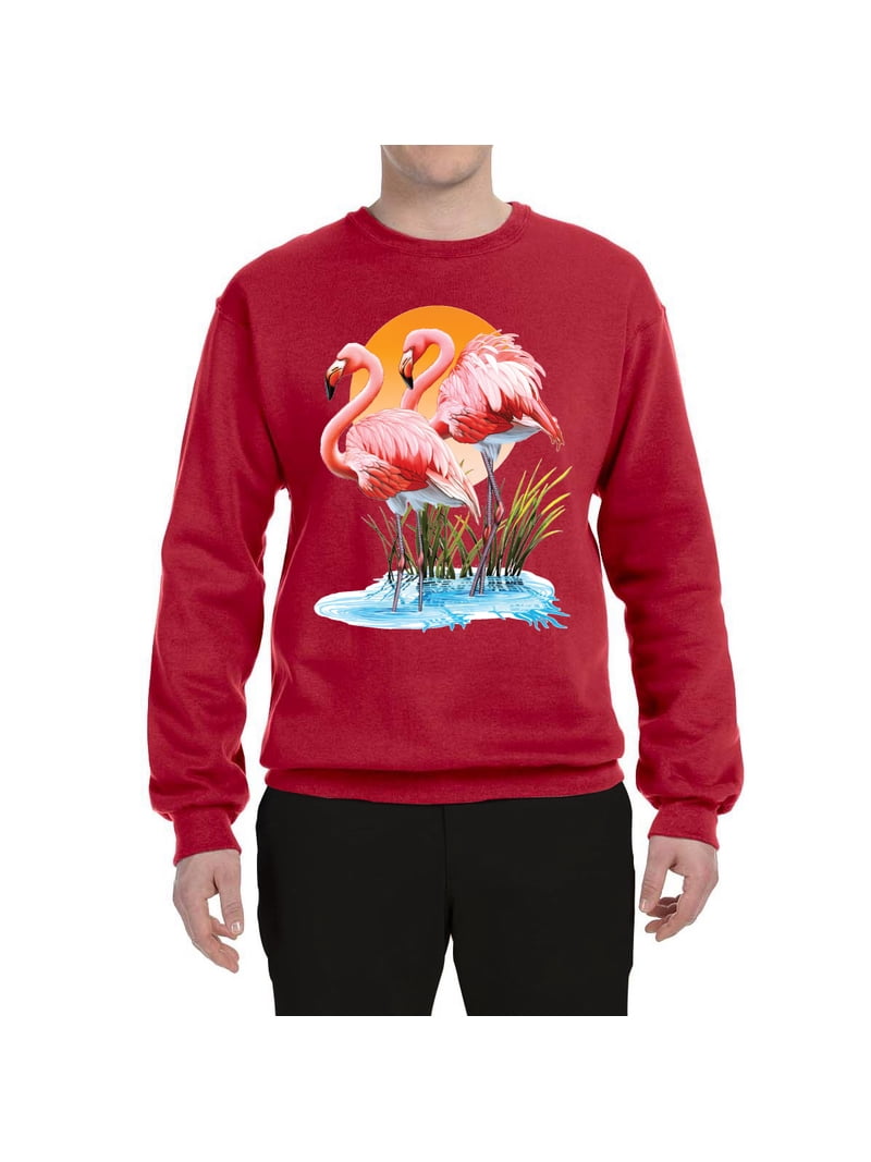 Wild Bobby, Flamingo Love Print, Animal Lover, Unisex Crewneck