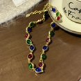 thumbnail image 2 of Double Round Ball Colorful Middle-ancient Heavy Industry Earrings Vintage Colored Glaze Niche Necklace, 2 of 2