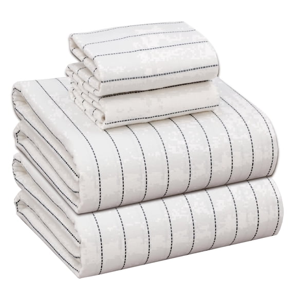 RUVANTI Flannel Sheets Full Size - 100% Cotton Double Brushed Bed Sheets Set, Deep Pockets 16 Inches, All Seasons Breathable & Extra Soft Full Sheets, Warm & Cozy, 4 Piece, Running Dots